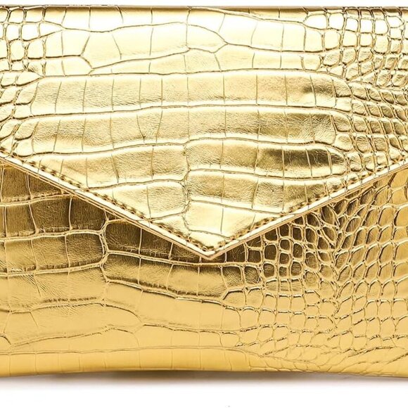 Envelope Clutch Purse for Women Leather Handbag Evening Bag with Detachable Chai - Picture 1 of 8